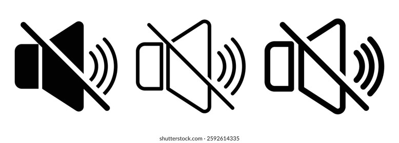 Sound off icon. Speaker mute icon. Mute icon in flat and line style.