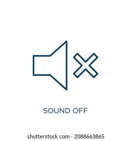 sound off icon. Thin linear sound off outline icon isolated on white background. Line vector sound off sign, symbol for web and mobile