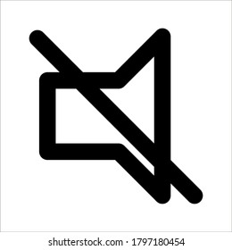 Sonido Desactivado Icono Diseño Vector Símbolo de estilo plano, Silenciar altavoz botón Aislado sobre fondo blanco