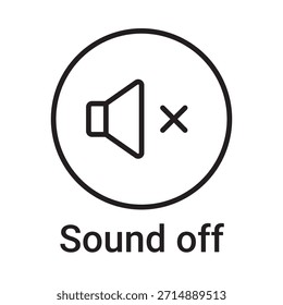 Icono de sonido apagado. Símbolo de línea de Vector para un Sitio web, tarjeta de producto, presentación y App móvil, embalaje o instrucción. Signo de esquema editable