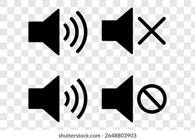 Sound off and sound on vector icons.  mute sound speaker icon .
