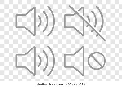 Sound off and sound on vector icons. Sound speaker icon. increases and reduces the sound. Icon showing the mute.