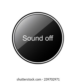 Sound off   round black glossy button for the site, vector, EPS 10