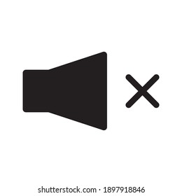 Sound off vector icon. Mute button speaker on white background