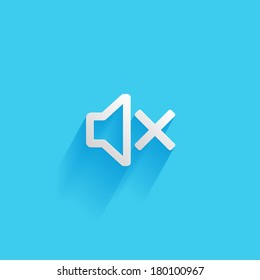 Sound off, Volume, flat icon isolated on a blue background for your design, vector illustration