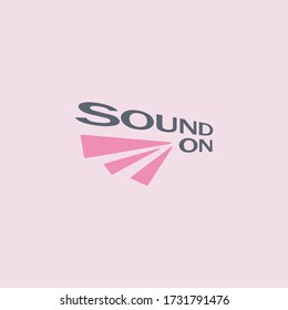 sound on advert text created in dark blue and purple colors, showing a sound volume