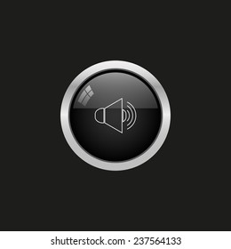 Sound on, black button, vector