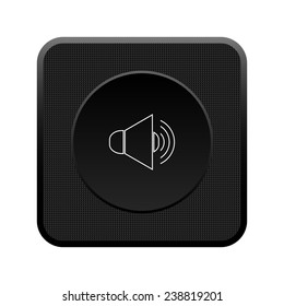 Sound on  black square plastic button, vector, EPS 10
