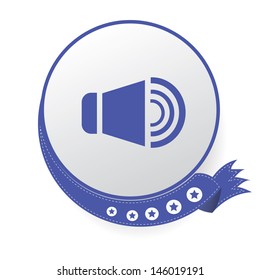 Sound on blue button,White background,vector