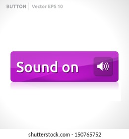 Sound on button template | vector design | business banner with symbol icon | website element | purple