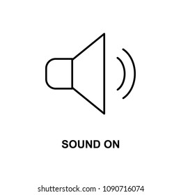 sound on icon. Element of simple web icon with name for mobile concept and web apps. Thin line sound on icon can be used for web and mobile on white background