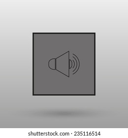 Sound on icon on a gray background with shadow. vector