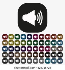 Sound on. icon. vector design, set of colored buttons