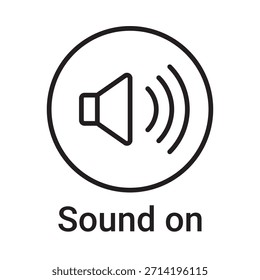 Sonido en el icono. Símbolo de línea de Vector para un Sitio web, tarjeta de producto, presentación y App móvil, embalaje o instrucción. Signo de esquema editable