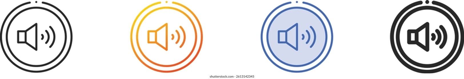 sound on icon.Thin Linear, Gradient, Blue Stroke and bold Style Design Isolated On White Background