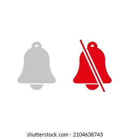 Sound on and off, bell shape. Vector in flat design