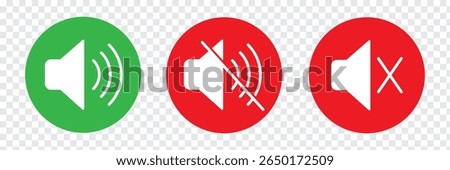 Sound ON and OFF icon. speaker mute icon. Sound vector icon, music volume symbol. Vector illustration Isolated On a white background.