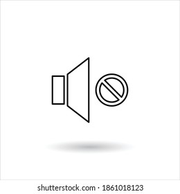Sonido en off icono vector, volumen, botón Silenciar, en fondo blanco