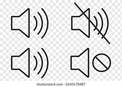 Sound On and Off Icon Vector. Speaker icon vector. Sound volume mute. Vector icons of volume or speaker button. Loudspeaker icon vector. Colors Speaker icon. Isolated On a white background.
