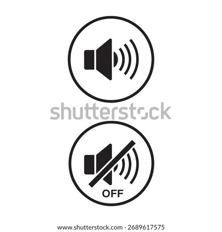 Sound on and off icons representing volume control and mute functionality