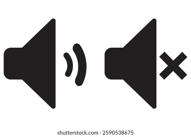 sound on off icons vector in line style . sound volume and mute icon