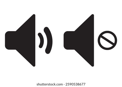 sound on off icons vector in line style . sound volume and mute icon