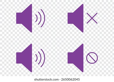 som on off icons vetor em estilo de linha . volume de som e ícone mudo. Conjunto de ícones de permissão e proibição de volume. Som e mudo. Ícone de volume definido. EPS 10