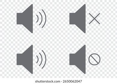 som on off icons vetor em estilo de linha . volume de som e ícone mudo. Conjunto de ícones de permissão e proibição de volume. Som e mudo. Ícone de volume definido. EPS 10