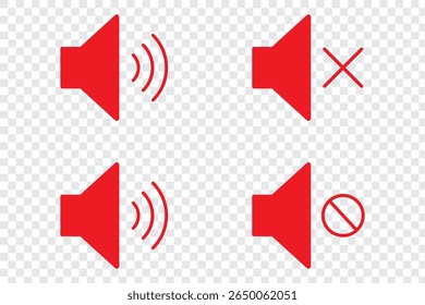 som on off icons vetor em estilo de linha . volume de som e ícone mudo. Conjunto de ícones de permissão e proibição de volume. Som e mudo. Ícone de volume definido. EPS 10