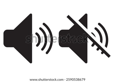 sound on off icons vector in line style . sound volume and mute icon