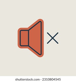 Sonido en icono aislado fuera del vector. Volumen. Botón Silenciar. Símbolo gráfico para el diseño de aplicaciones y sitios web de música y sonido, logotipo, aplicación, interfaz de usuario
