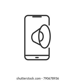 The sound on the smartphone. linear icon. Line with Editable stroke