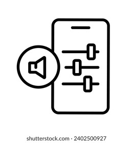 Sound outline icon. Adjustment button linear symbol. Media settings sign.