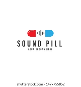 Sound pill Logo Vector icon illustration