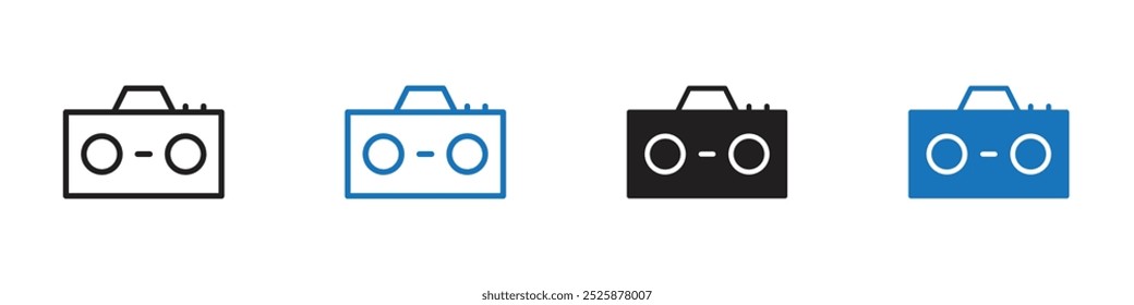 Ícone do reprodutor de som gráficos lineares definem o vetor em preto