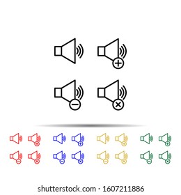 sound, plus, remove, minus sign multi color style icon. Simple thin line, outline vector of web icons for ui and ux, website or mobile application