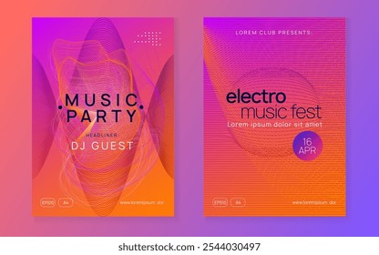 Sound Poster. Blue Dance Event. Techno Flyer. Electro Invite. Soundwave Disco Illustration. Pink Edm Magazine. Discotheque Festival Graphic. Violet Sound Poster