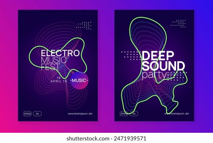 Sound Poster. Concert Vector. Nightclub Radio Invitation. Fest Set. Techno Trance Template. Green Dance Banner. Pink Discotheque Background. Violet Sound Poster