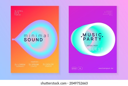 Sound Poster. Creative Pattern For Set Design. Club And Show Concept. Fun Art For Brochure. Trendy House Banner. Purple And Turquoise Sound Poster