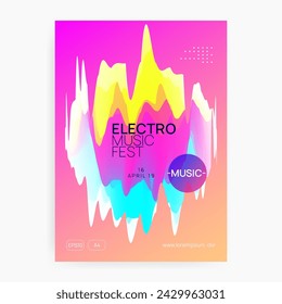 Sound Poster. Indie Neon Fest. Dynamic Background For Magazine Layout. Trendy Art For Cover. House And Show Vector. Pink And Blue Sound Poster