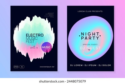 Sound Poster. Jazz Dance Fest. Trendy Effect For Invitation. Abstract Background For Magazine Template. Electro And Carnival Shape. Pink And Blue Sound Poster