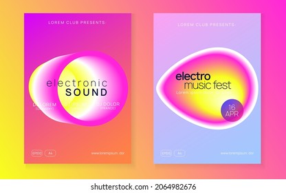 Sound Poster. Music And Carnival Template. Jazz Effect For Brochure. Fun Dance Banner. Dynamic Pattern For Invitation Concept. Pink And Yellow Sound Poster