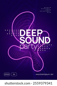 Sound Poster. Music Concert Element. Violet Dj Magazine. Party Event. Green Discotheque Banner. Trance Vector. Nightclub Beat Invitation. Pink Sound Poster