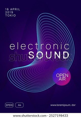 Sound Poster. Violet Edm Set. Fest Banner. Concert Vector. Night Club Trance Graphic. Pink Techno Design. Soundwave Disco Invitation. Green Sound Poster