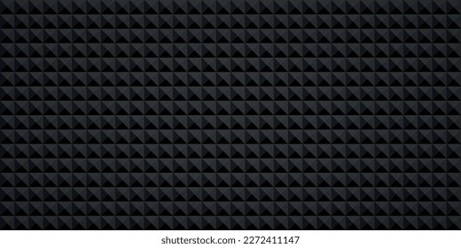 Sound Proof foam rubber wall pattern, Dark seamless background with pyramid and triangle texture for sound studio recording, Vector illustration.