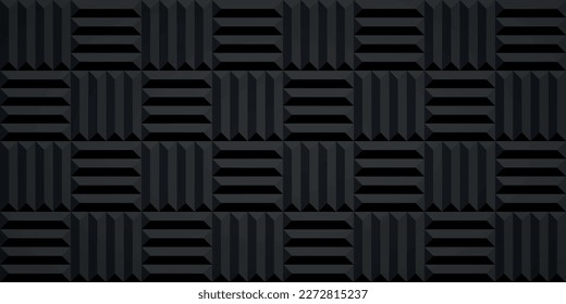 Sound Proof foam rubber wall pattern, Dark seamless background line texture for sound studio recording, Vector illustration.