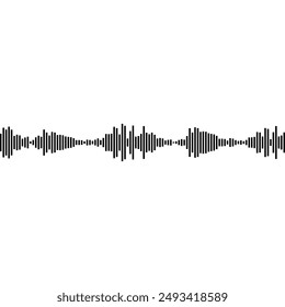 Sound pulsing lines. Audio impulse signal. Music sound equalizer. Radio frequency sign. Volume lines symbol. Vector flat illustration. Sonic spectrum pattern. Digital voice visualization