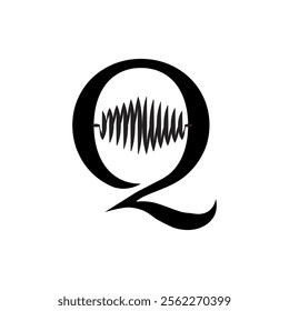 Sound with Q letter icon logo design illustration