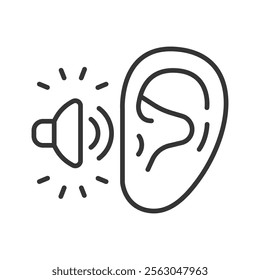 Sound quality, icon in line design. Sounds quality, audio quality, sound clarity, audio clarity, sound performance, clear audio on white background vector. Sound quality editable stroke icon