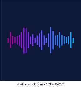 Sound radio wave background of soundtrack or sound diagram. Vector graph of microphone sound equalizer pattern